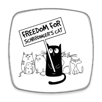 Schrödingers Katze Physik Nerd Geschenk - Viereckiger Kühlschrankmagnet - Weiß - Vorne