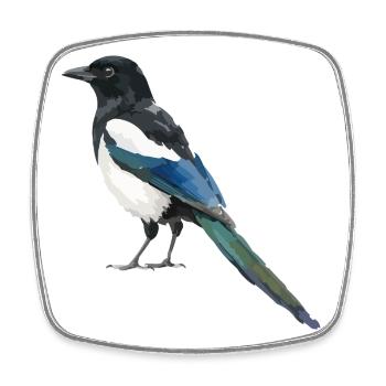 Kobaltblauer Schwanzmagpie - Viereckiger Kühlschrankmagnet - Weiß - Vorne