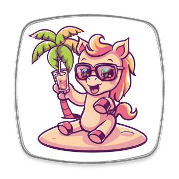 Palmier d’été cheval - Magnet carré - blanc - Devant