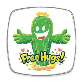 Cactus Free Hugs Funny Cartoon - Square fridge magnet - white - Front