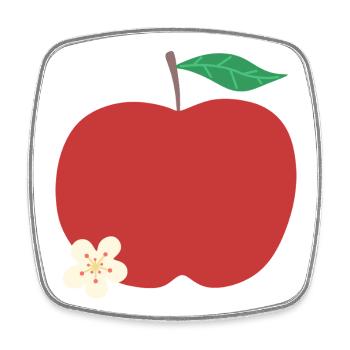 Pomme Cramoisie avec Fleur - Magnet carré - blanc - Devant