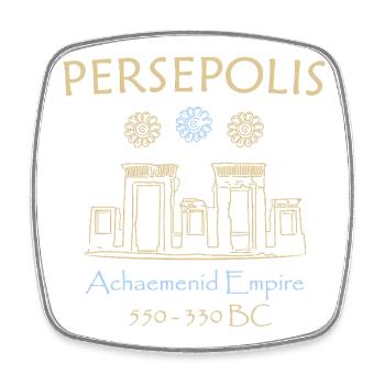 Persépolis, Iran, ruines de dessins à la main Patrimoine mondial - Magnet carré - blanc - Devant