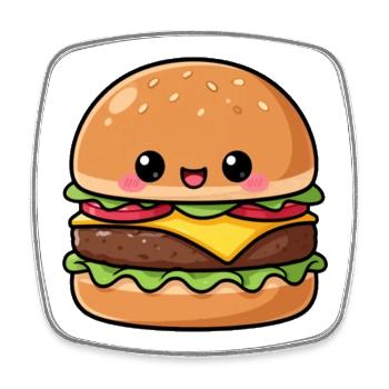 Cadeau de cheeseburgers de restauration rapide Kawaii Food - Magnet carré - blanc - Devant