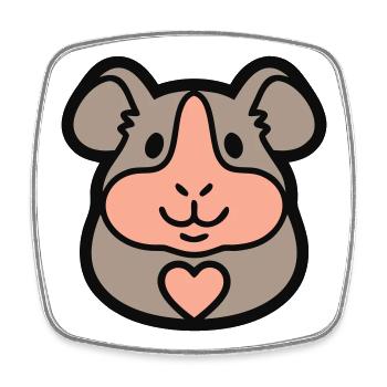 Rongeur Meeri tête de cochon d’Inde - Magnet carré - blanc - Devant