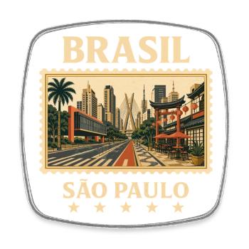 Brasilien São Paulo Vintage Reisemarke - Viereckiger Kühlschrankmagnet - Weiß - Vorne