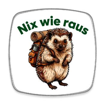 Igel mit Rucksack - Viereckiger Kühlschrankmagnet - Weiß - Vorne