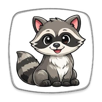 Illustration d'un raton laveur tout mignon - Magnet carré - blanc - Devant