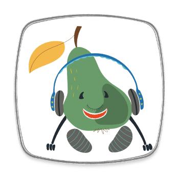 Obst Birne  - Viereckiger Kühlschrankmagnet - Weiß - Vorne