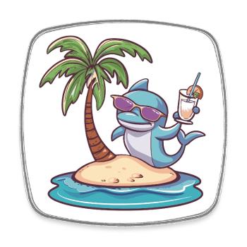 Dolphin Summer Holidays - Square fridge magnet - white - Front