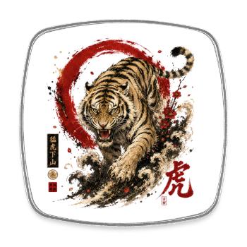 Tiger – Japanese Tattoo Streetwear Design - Viereckiger Kühlschrankmagnet - Weiß - Vorne