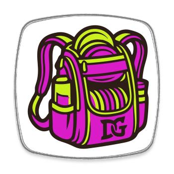 Clipart pour sac à dos de disc golf - Magnet carré - blanc - Devant