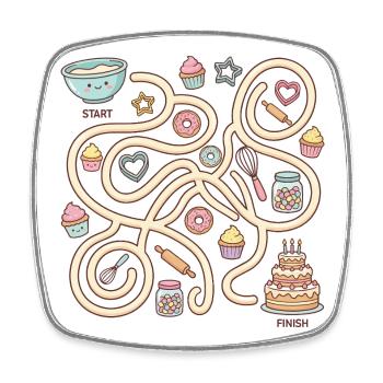 Magisches Bäckerei-Challenge Interaktives Labyrinth - Viereckiger Kühlschrankmagnet - Weiß - Vorne