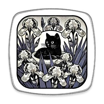 Nocturne Cat in Iris Moon - Viereckiger Kühlschrankmagnet - Weiß - Vorne
