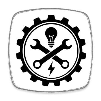 Elektriker Werkzeug und Zahnrad - Viereckiger Kühlschrankmagnet - Weiß - Vorne