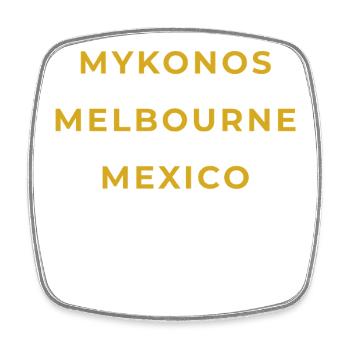 Meyrueis Lozère - Mykonos - Melbourne - Mexico - Magnet carré - blanc - Devant