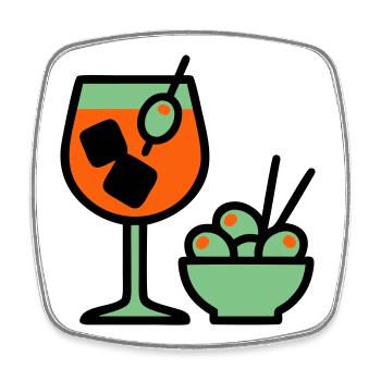Graphique de cocktail Martini - Magnet carré - blanc - Devant