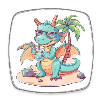 Dragon Summer Holiday - Square fridge magnet - white - Front
