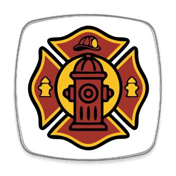 Icône du blason d’incendie du camion de pompiers - Magnet carré - blanc - Devant