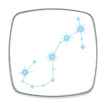 Signe astrologique de la Constellation du Scorpion Bleu pastel - Magnet carré - blanc - Devant