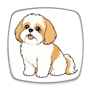 Illustration mignonne de Shih Tzu - Magnet carré - blanc - Devant