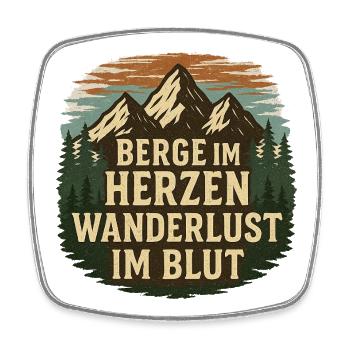 Berge im Herzen – Wanderlust im Blut - Viereckiger Kühlschrankmagnet - Weiß - Vorne