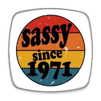 Sassy Since 1971 Retro Circle - Square fridge magnet - white - Front