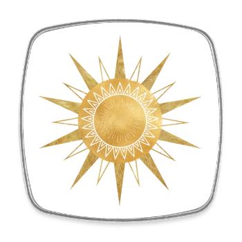 Énergie solaire dorée - Magnet carré - blanc - Devant