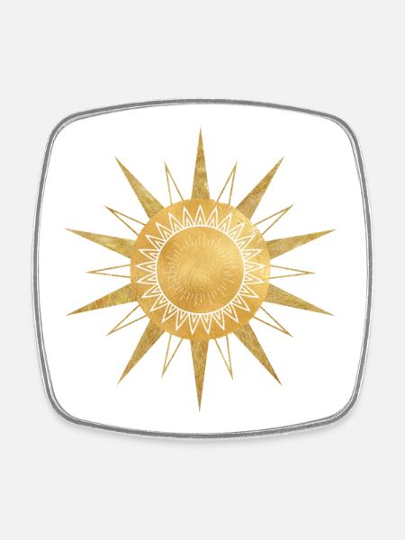 Golden solar power - Square fridge magnet - white