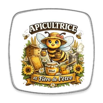 Apicultrice et fière de l'être - Magnet carré - blanc - Devant