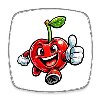 Cherry thumbs up - Square fridge magnet - white - Front