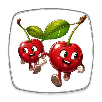 Cerises de course - Magnet carré - blanc - Devant