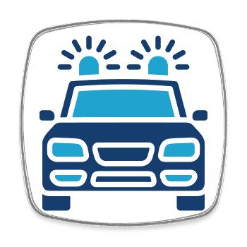 Police Car Solid Icon Emergency Patrol Vehicle  - Square fridge magnet - white - Front