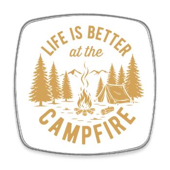 Hiking - Life is Better at the Campfire - Square fridge magnet - white - Front