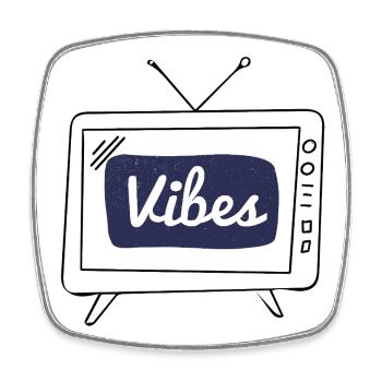 Lettrage à la main Vibes Navy Patch - Magnet carré - blanc - Devant