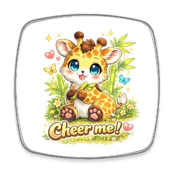 Cheer Me! – Girafe Kawaï Adorable - Magnet carré - blanc - Devant