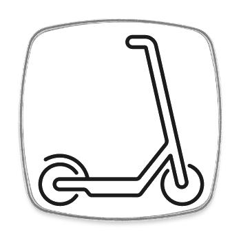 Icône de la gamme de scooters électriques Transport de mobilité urbaine - Magnet carré - blanc - Devant