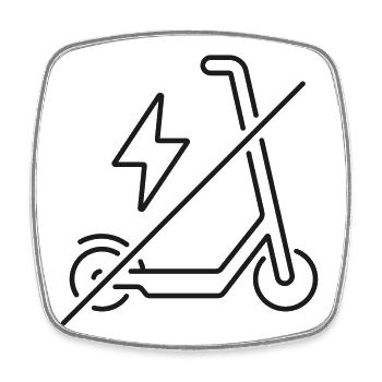 Symbole de bannissement de ligne sans trottinettes électriques - Magnet carré - blanc - Devant