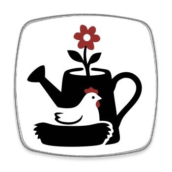Graphique graphique de nid de poulet en arrosoir - Magnet carré - blanc - Devant
