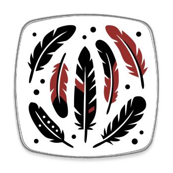 Bird Feathers Circle Logo - Square fridge magnet - white - Front