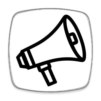 mégaphone - Magnet carré - blanc - Devant