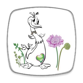 Canard dans la prairie - Magnet carré - blanc - Devant