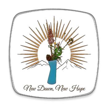 Nouvelle Aube Nouvel Espoir Lever floral - Magnet carré - blanc - Devant