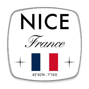 Nice, France, Coordonnées Souvenir de voyage - Magnet carré - blanc - Devant