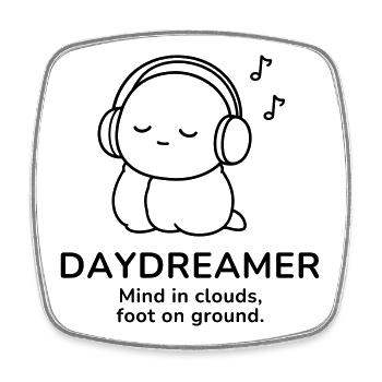 Day Dreamer – Mind in Clouds | Cozy Music Mood - Viereckiger Kühlschrankmagnet - Weiß - Vorne