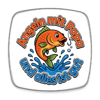 Angeln mit Papa – Alles gut - Viereckiger Kühlschrankmagnet - Weiß - Vorne