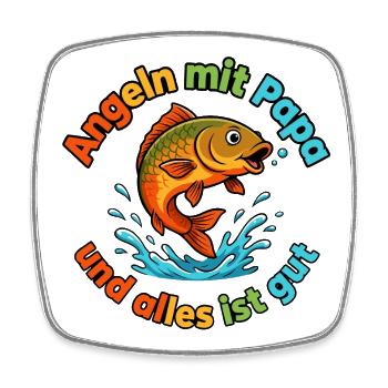 Angeln mit Papa – Alles ist gut - Viereckiger Kühlschrankmagnet - Weiß - Vorne