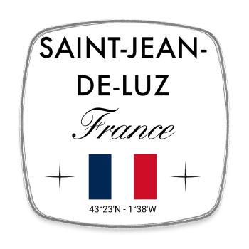 Saint Jean de Luz Frankreich Koordinaten Reise - Viereckiger Kühlschrankmagnet - Weiß - Vorne