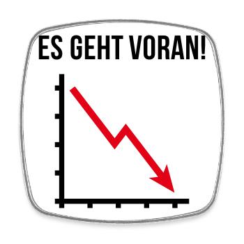 Es Geht Voran! (Fortschritt / Abwärts / POS 2C) - Viereckiger Kühlschrankmagnet - Weiß - Vorne