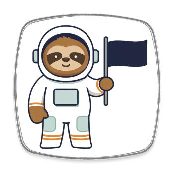 Space Sloth Adventure - Square fridge magnet - white - Front