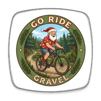 Saint sur un vélo de gravel - Magnet carré - blanc - Devant